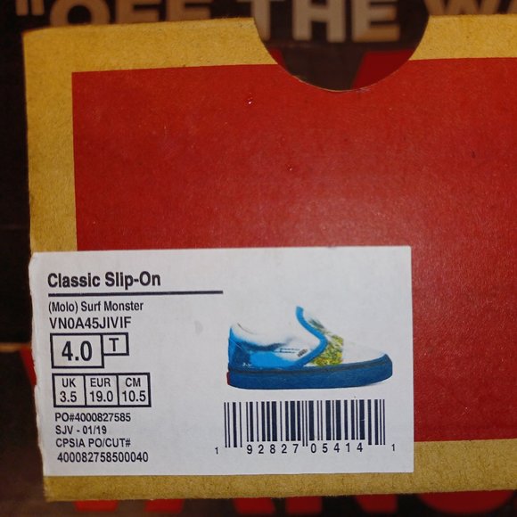 VANS CLASSIC SLIP-ON SURF MONSTER Size 4 T (no box) - Picture 2 of 11